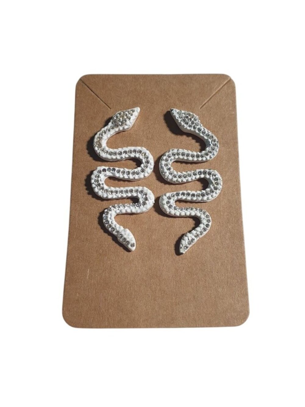 Snake Shaped Rhinestone Crystal Earrings Pierced Dangle Statement Jewelry Gift